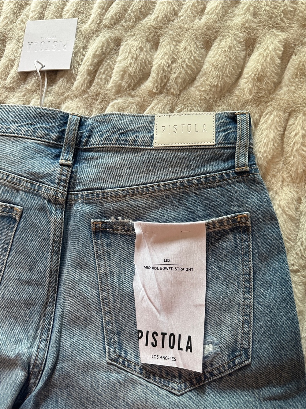 Pistola Light Blue Mid-Rise Jeans with Heart Embroidery Brand New size 28 - Picture 8 of 13